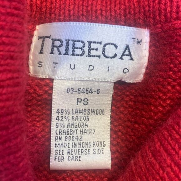 Vintage 80s Red Long Sleeve Sweater "Jumper" Dress Lambswool Angora Small - Picture 5 of 6